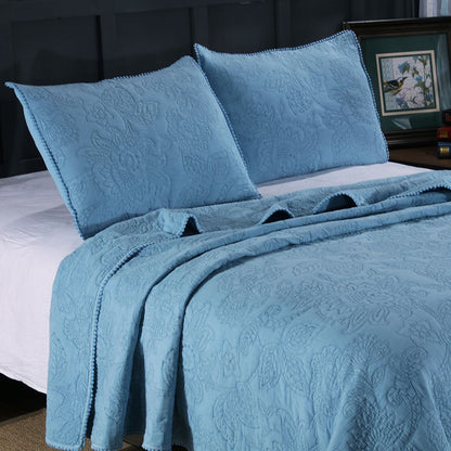 Kasentex 100% Cotton Ultra Soft Floral Pattern Quilt Bedspread Set
