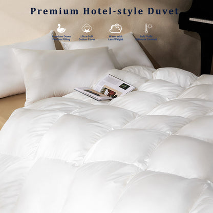Kasentex All Season Ultra Soft Warm Winter Heavy Weights Goose Down Comforter with Corner Tabs, Box Design Duvet Insert, White