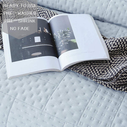 Kasentex All Season Contemporary Coverlet Quilt Set, Detailed Stitching, Green or Grey or Blue, Room Decor, Graduation Gifts
