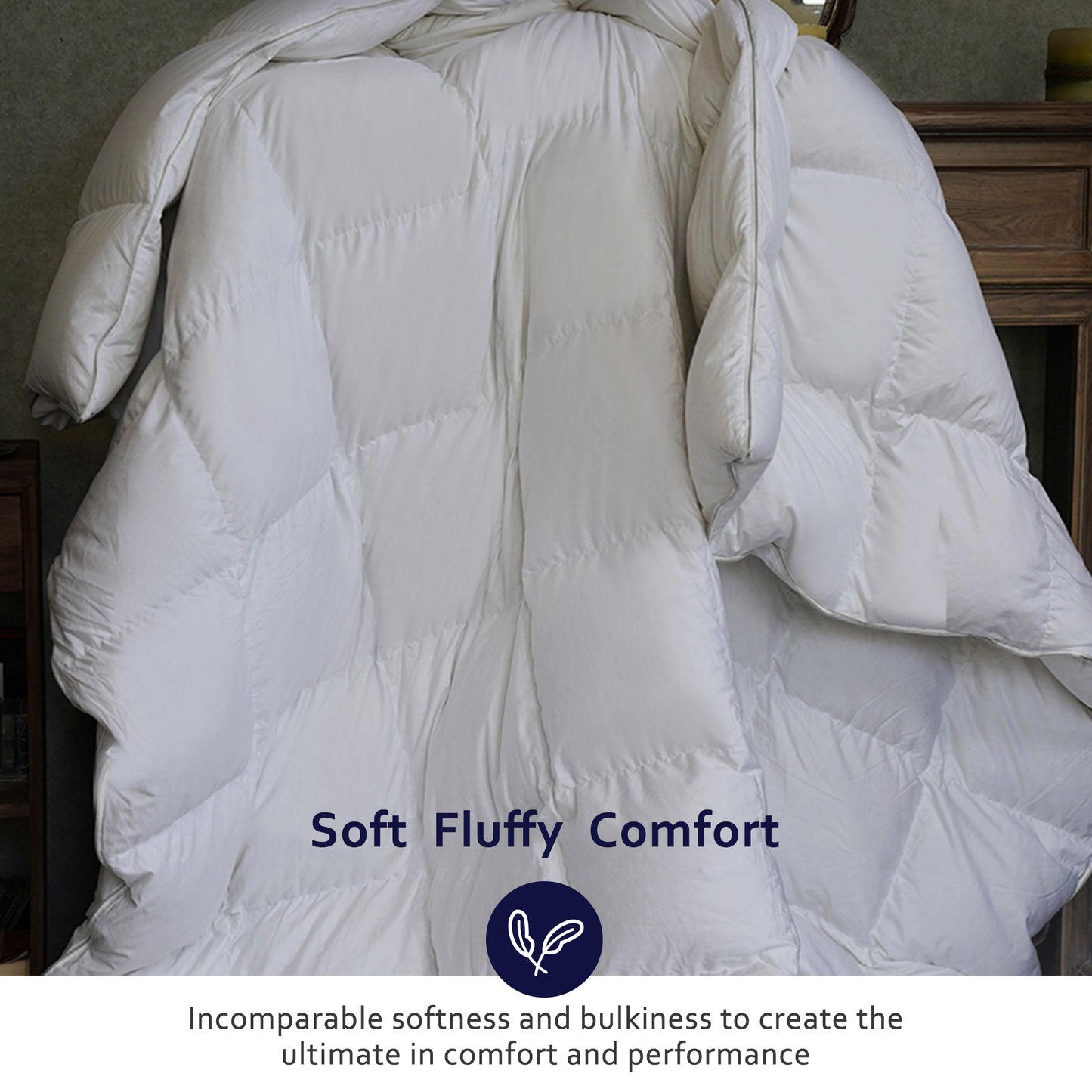 KASENTEX All Season Goose Down Comforter Corner Tabs-Baffle Box Design Duvet Insert-Ultra Soft 750 Fill Power Feather Down Fill-Hotel Collection