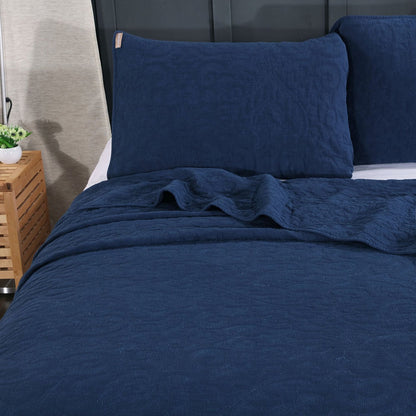 Kasentex 100% Cotton Ultra Soft Floral Pattern Quilt Bedspread Set