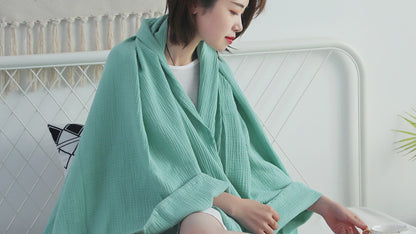Kasentex 100% Cotton Soft Lightweight Summer Blanket, Turquoise or Sage