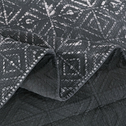Kasentex Cozy Stonewashed Quilt Set, Navy Blue and White