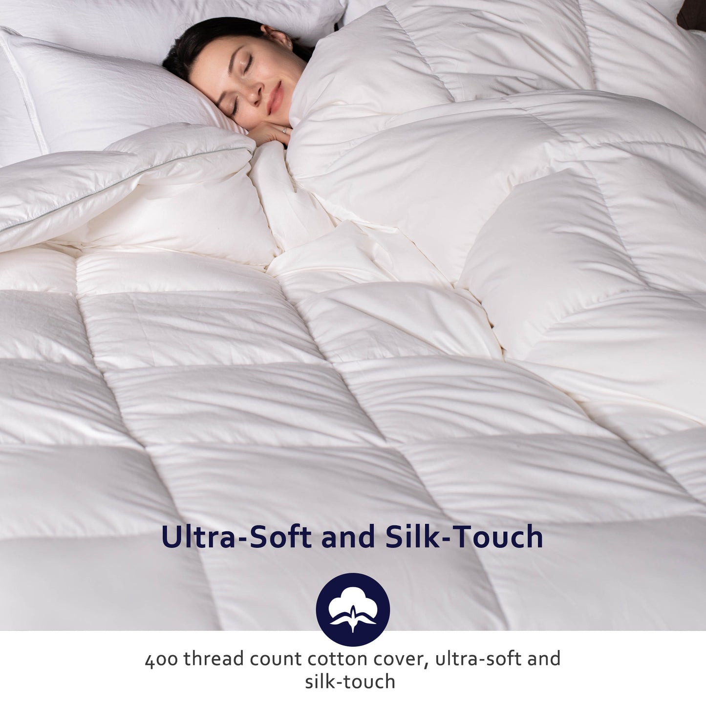 KASENTEX All Season Goose Down Comforter Corner Tabs-Baffle Box Design Duvet Insert-Ultra Soft 750 Fill Power Feather Down Fill-Hotel Collection