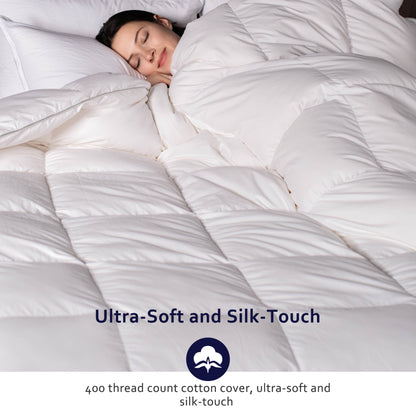Kasentex All Season Ultra Soft Warm Winter Heavy Weights Goose Down Comforter with Corner Tabs, Box Design Duvet Insert, White