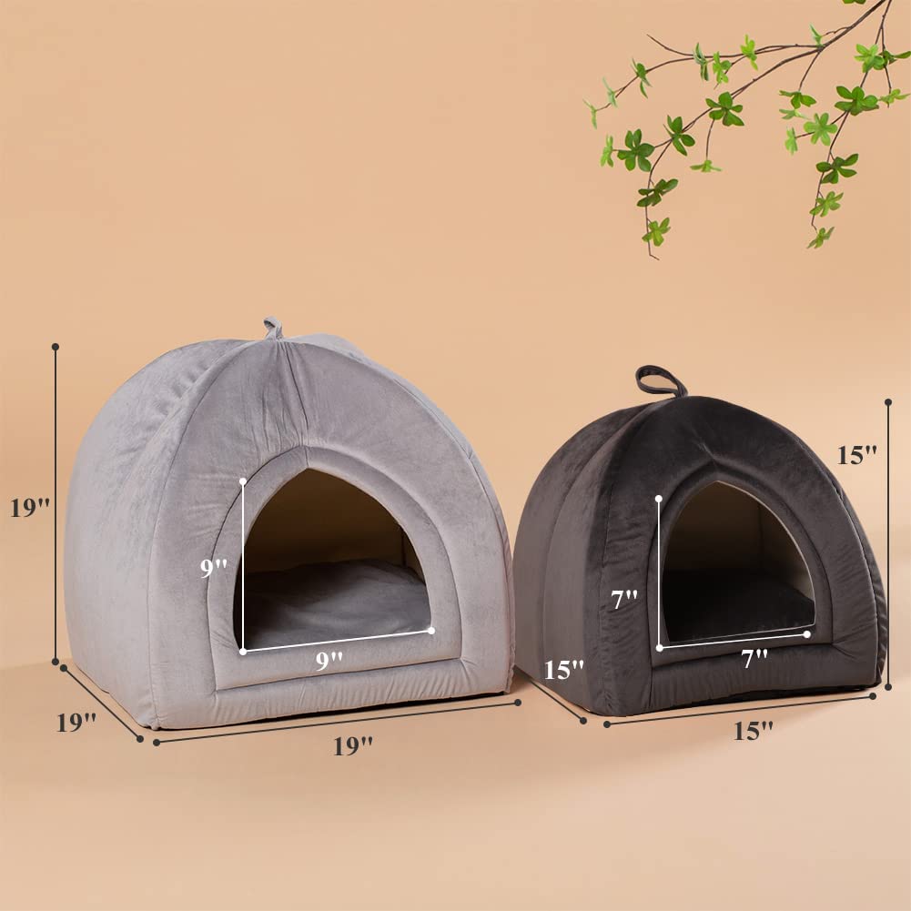 KASENTEX Cat Bed for Indoor Cats, 2-in-1 Cat House Pet Supplies for Large Cat or Small Dog - Animal Cave, Cat Tent with Removable Washable Pillow Cushion