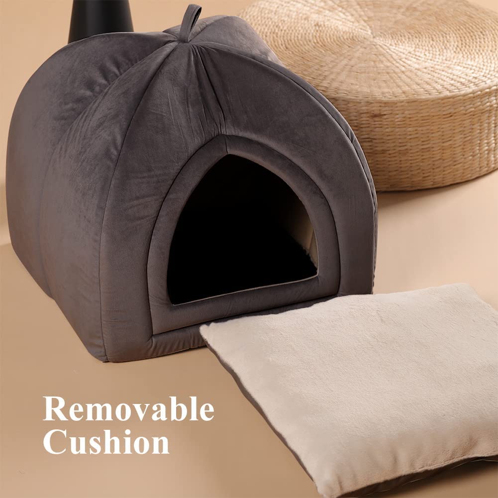 KASENTEX Cat Bed for Indoor Cats, 2-in-1 Cat House Pet Supplies for Large Cat or Small Dog - Animal Cave, Cat Tent with Removable Washable Pillow Cushion