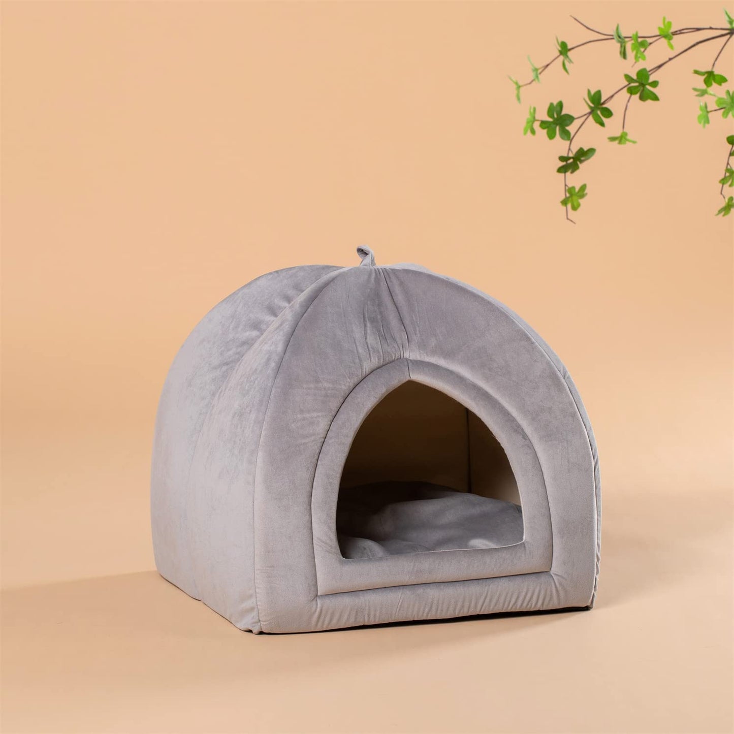 KASENTEX Cat Bed for Indoor Cats, 2-in-1 Cat House Pet Supplies for Large Cat or Small Dog - Animal Cave, Cat Tent with Removable Washable Pillow Cushion