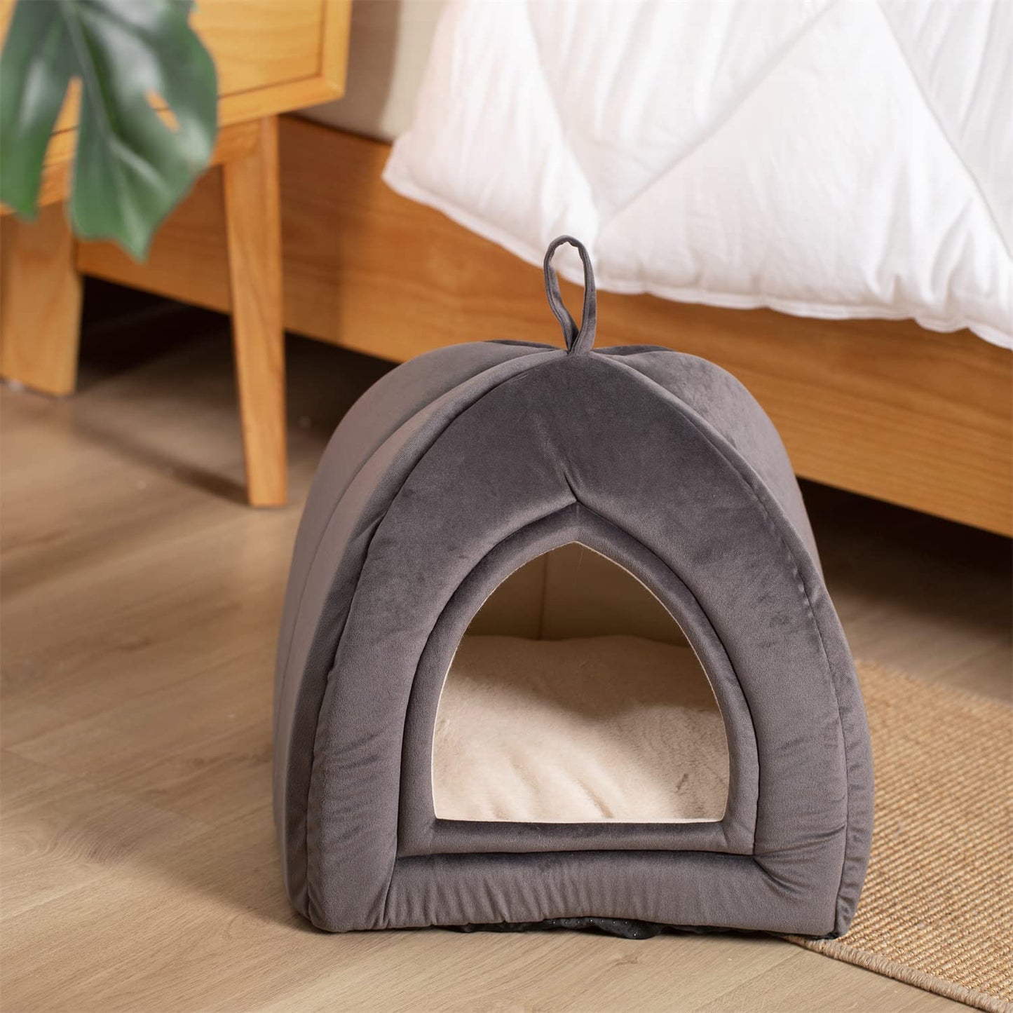 KASENTEX Cat Bed for Indoor Cats, 2-in-1 Cat House Pet Supplies for Large Cat or Small Dog - Animal Cave, Cat Tent with Removable Washable Pillow Cushion