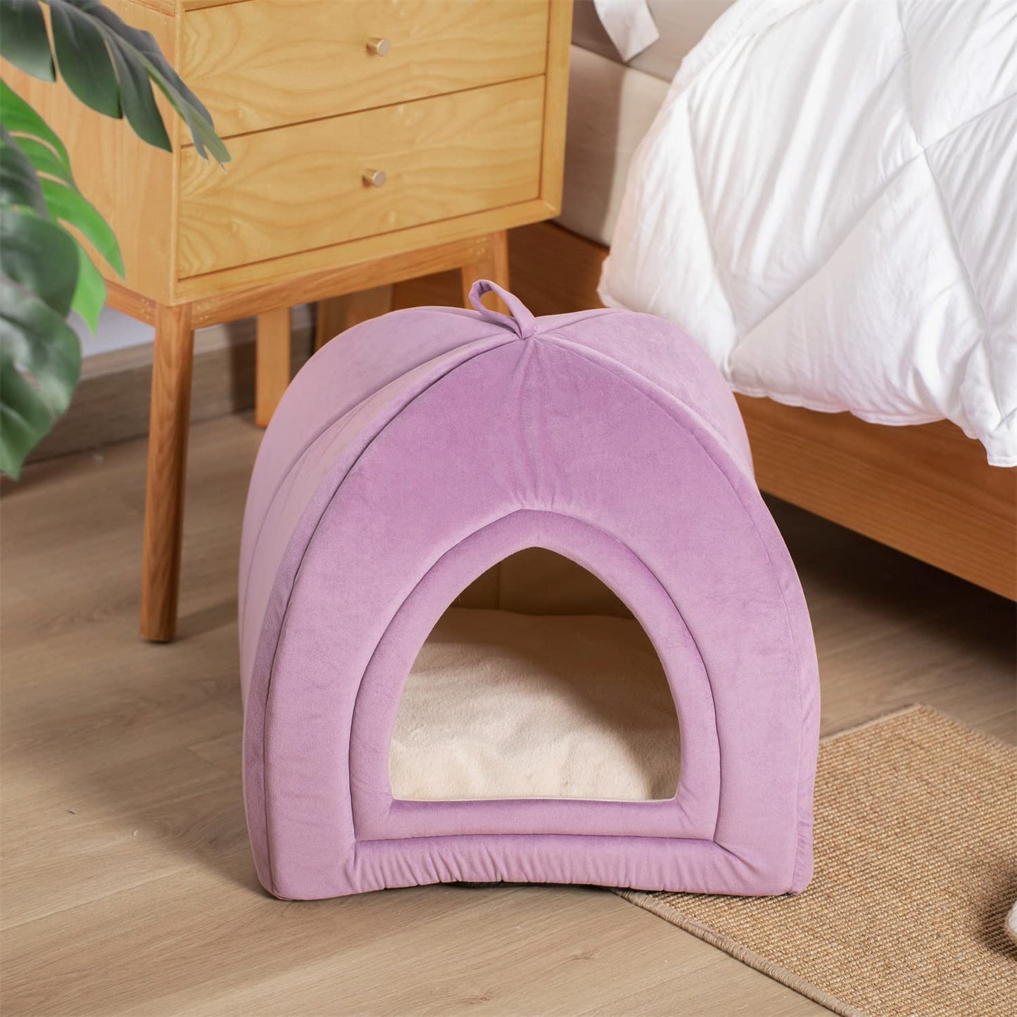 KASENTEX Cat Bed for Indoor Cats, 2-in-1 Cat House Pet Supplies for Large Cat or Small Dog - Animal Cave, Cat Tent with Removable Washable Pillow Cushion