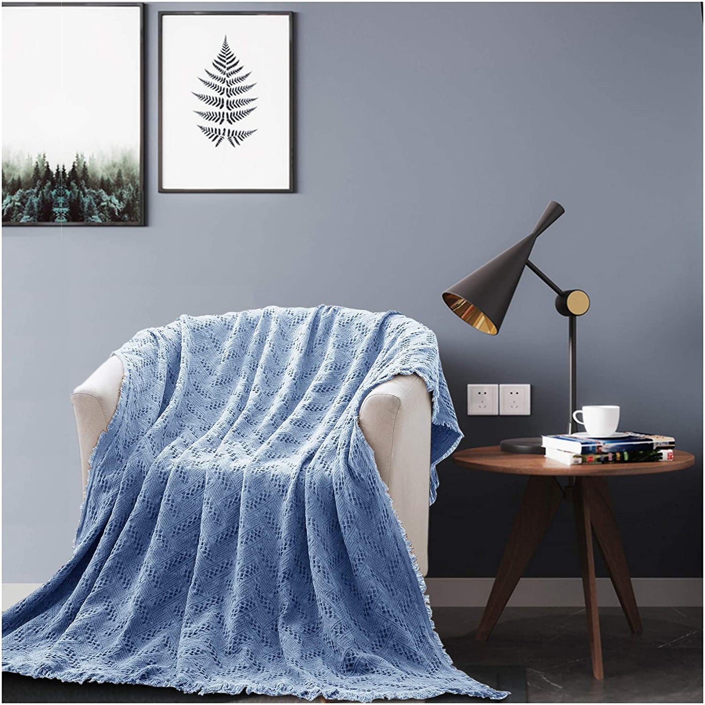 100% Cotton Throw Blankets Soft Lightweight Fall Spring