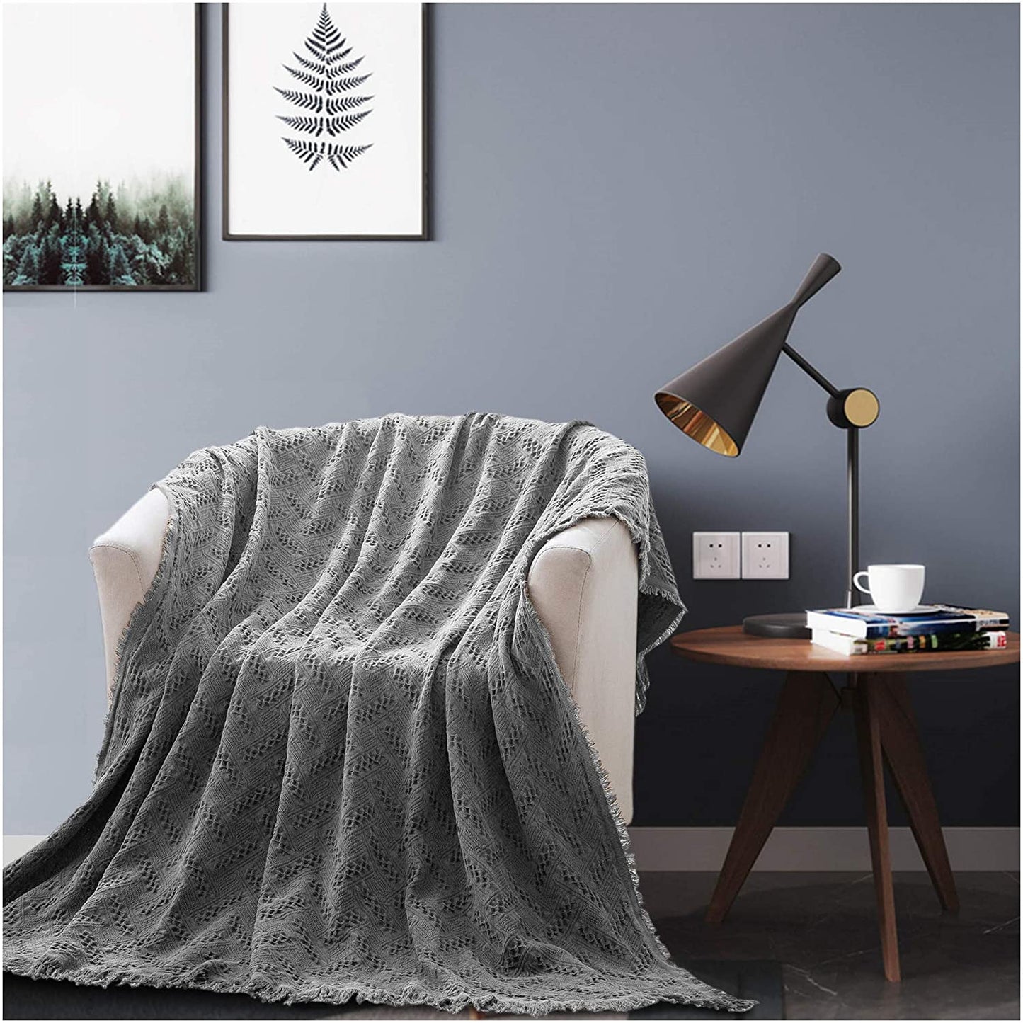 100% Cotton Throw Blankets Soft Lightweight Fall Spring