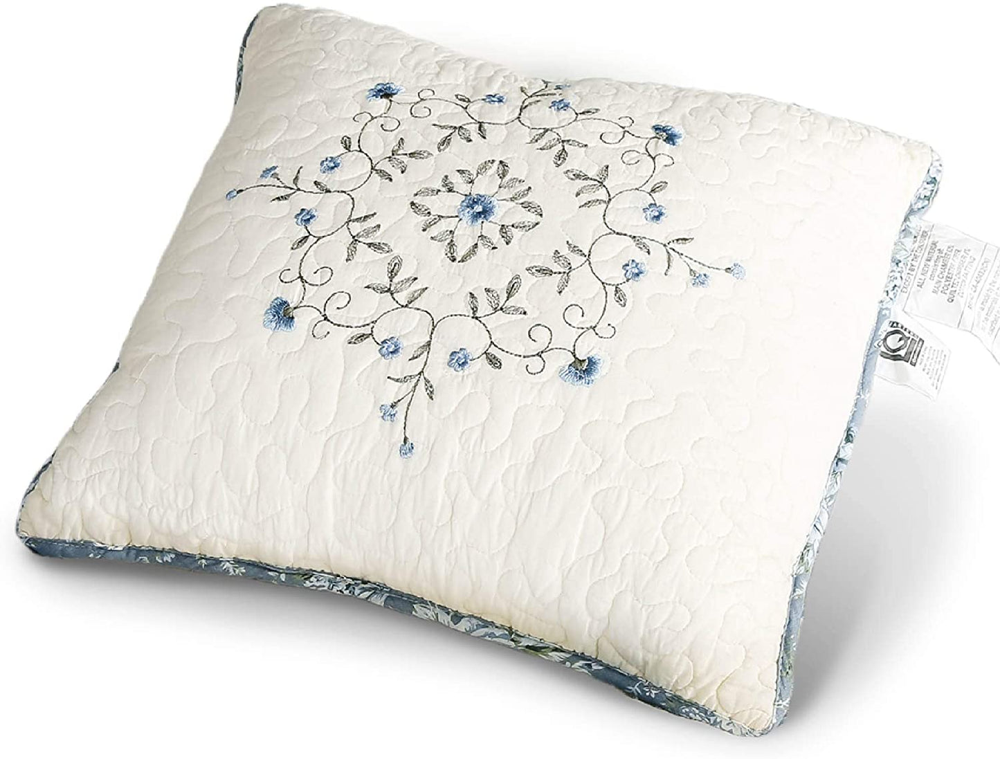 Blue Patchwork 100% Cotton Throw Pillow
