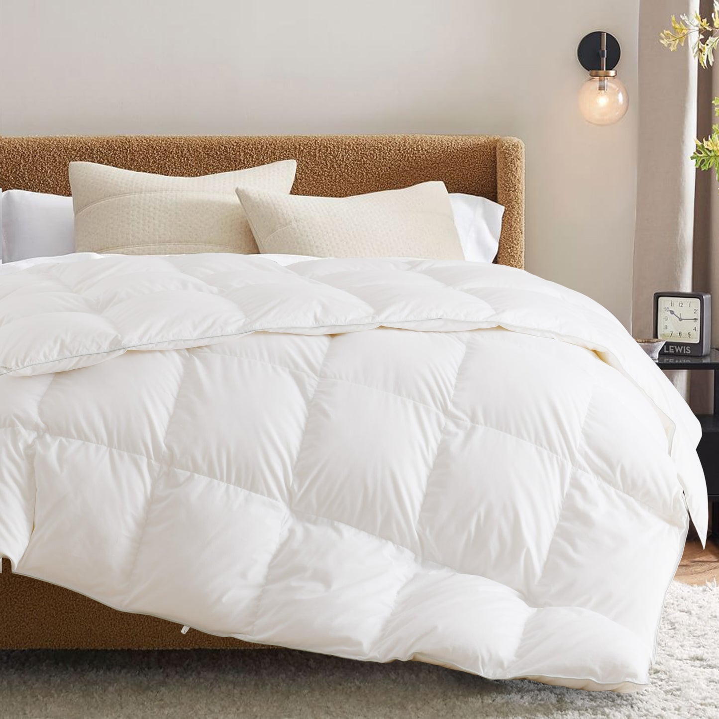 KASENTEX All Season Goose Down Comforter Corner Tabs-Baffle Box Design Duvet Insert-Ultra Soft 750 Fill Power Feather Down Fill-Hotel Collection