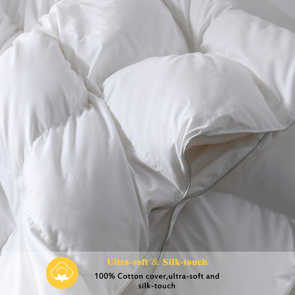 Kasentex All Season Ultra Soft Warm Winter Heavy Weights Goose Down Comforter with Corner Tabs, Box Design Duvet Insert, White