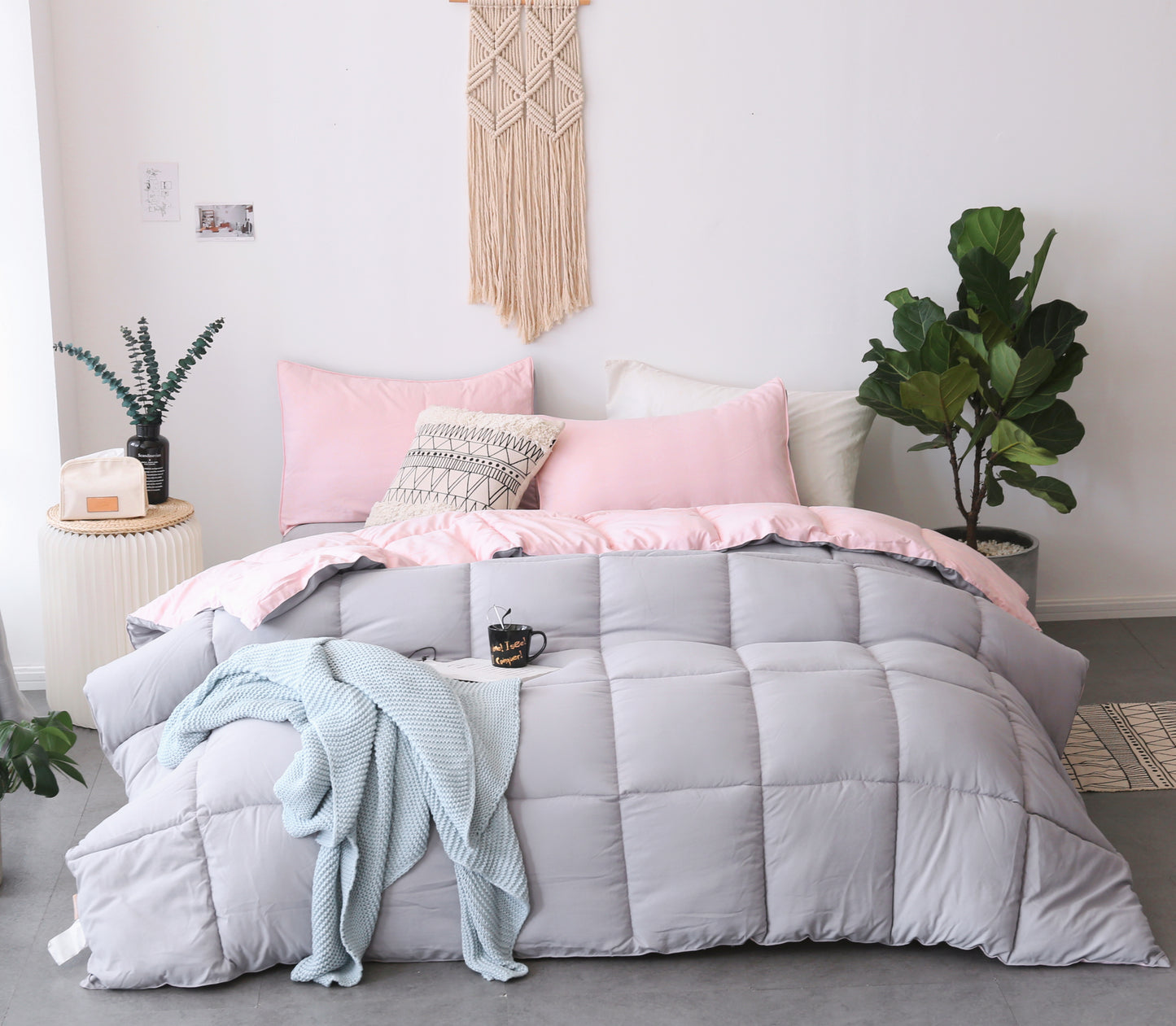 One Pink / Grey Pillow Sham