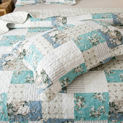 Kasentex Vintage Floral Country Chic Ultra Soft Quilt Set, Room Decor, Graduation Gifts