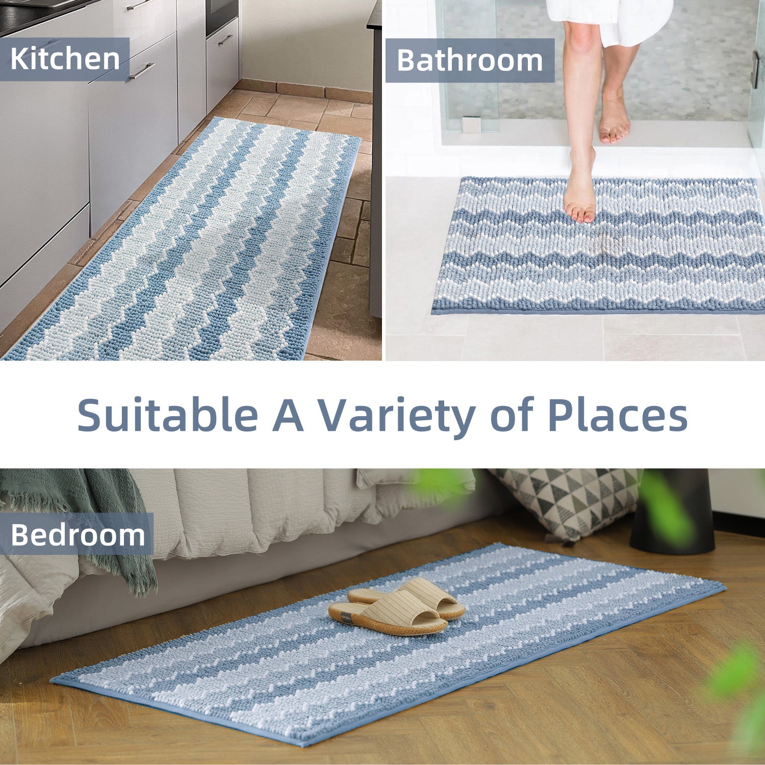 Large Bathroom Rugs (24 x 60) Extra Soft and Absorbent Shaggy Bathroom Mat