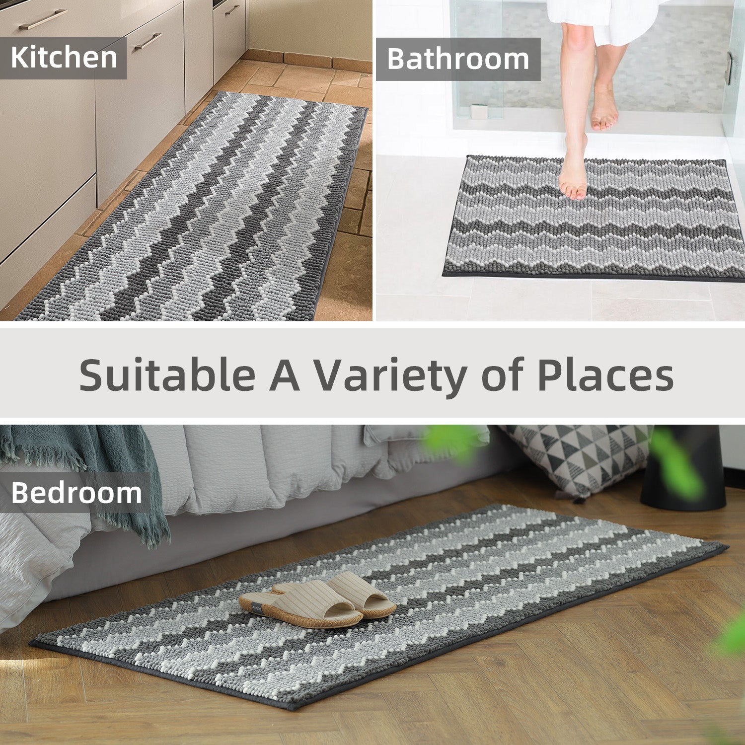 Non Slip Bath Mat Super Soft Water Absorbent Small Large Bathroom Rugs Door  Mats