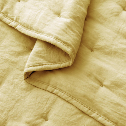 Kasentex Ultra Soft Nostalgic Dot Stitch Stone Washed Quilt Set, Warm Yellow, Room Decor, Graduation Gifts