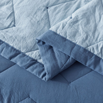 Kasentex All Season Ultra Soft Chevron Pattern Quilt Set, Blue or Grey, Room Decor, Graduation Gifts