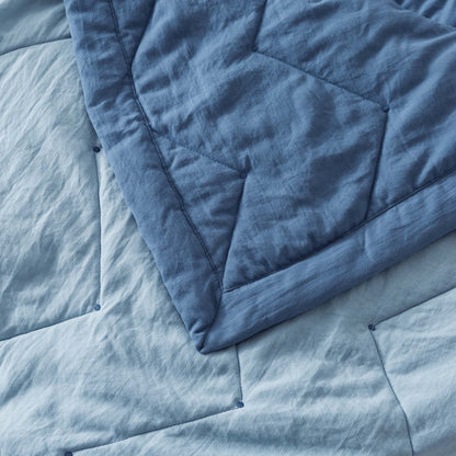 Kasentex All Season Ultra Soft Chevron Pattern Quilt Set, Blue or Grey, Room Decor, Graduation Gifts