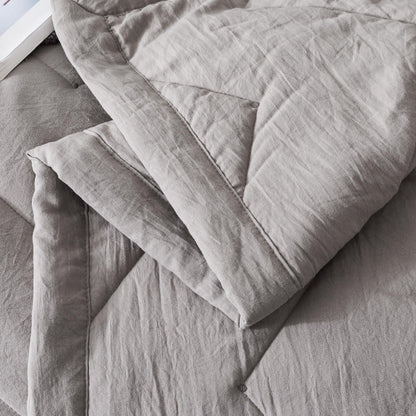 Kasentex All Season Ultra Soft Chevron Pattern Quilt Set, Blue or Grey, Room Decor, Graduation Gifts