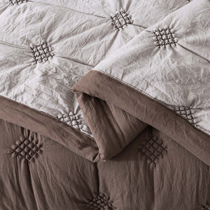 Kasentex Ultra Soft Diamond Stitch Design Quilt Set, Brown or Dark Grey, Room Decor, Graduation Gifts