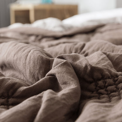 Kasentex Ultra Soft Diamond Stitch Design Quilt Set, Brown or Dark Grey, Room Decor, Graduation Gifts