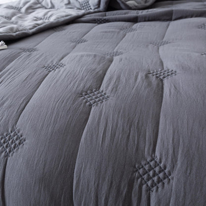 Kasentex Ultra Soft Diamond Stitch Design Quilt Set, Brown or Dark Grey, Room Decor, Graduation Gifts