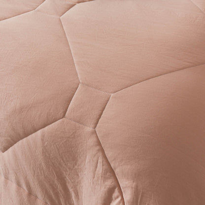 Kasentex Ultra Soft Quilted Comforter Set with Ruffled Trim Edge, Peach Rose, Room Decor, Graduation Gifts