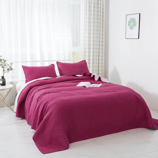 Kasentex Reversible Lightweight Cotton Bedspread Set Twin/Queen/King - Soft All Season Bedspread Coverlet