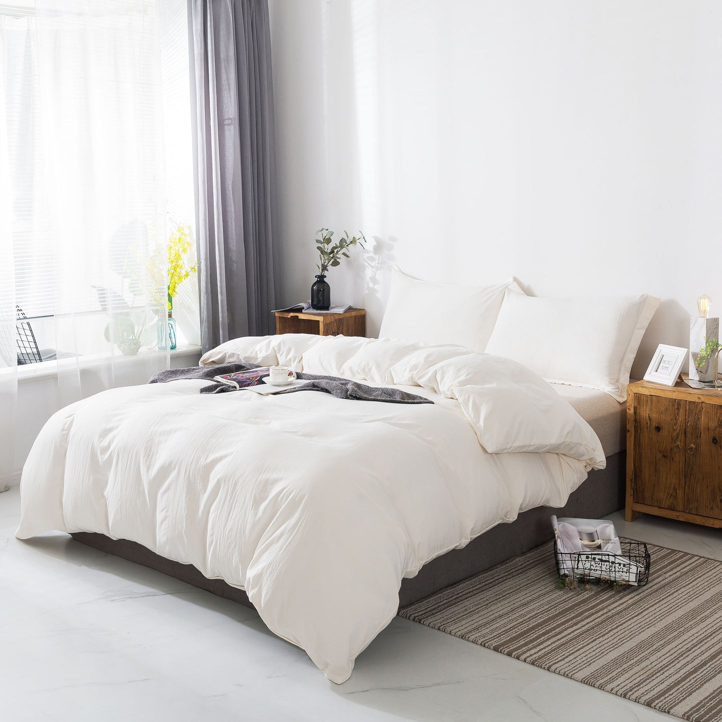 Kasentex Ultra Soft All Season Zipper Closure Duvet Cover Set, Cloud White