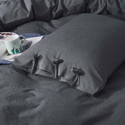 Kasentex 100% Cotton Summer All Season Ultra Soft Duvet Cover Set, Blue, Grey, Pink, White, Twin, Queen, King, Room Decor, Graduation Gifts
