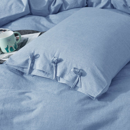 Kasentex 100% Cotton Summer All Season Ultra Soft Duvet Cover Set, Blue, Grey, Pink, White, Twin, Queen, King, Room Decor, Graduation Gifts