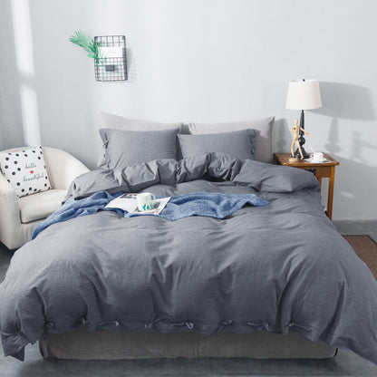 Kasentex 100% Cotton Summer All Season Ultra Soft Duvet Cover Set, Blue, Grey, Pink, White, Twin, Queen, King, Room Decor, Graduation Gifts