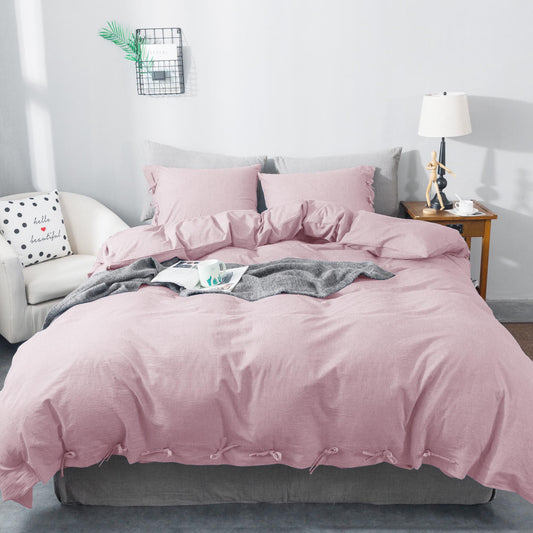 All Season 100% Quilt Cover with Shams- Pink