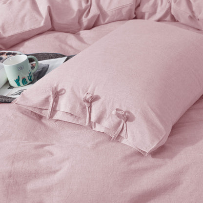 Kasentex All Season 100% Cotton Duvet Cover Set with Shams, Cream Pink, Twin, Queen, King, Room Decor, Graduation Gifts