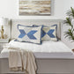 Kasentex Cotton Diamond Blue Patchwork Quilt King Size Pillow Sham, Boho Style, Motif Blue and Ivory