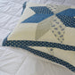 Kasentex Cotton Diamond Blue Patchwork Quilt King Size Pillow Sham, Boho Style, Motif Blue and Ivory