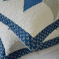 Kasentex Cotton Diamond Blue Patchwork Quilt King Size Pillow Sham, Boho Style, Motif Blue and Ivory