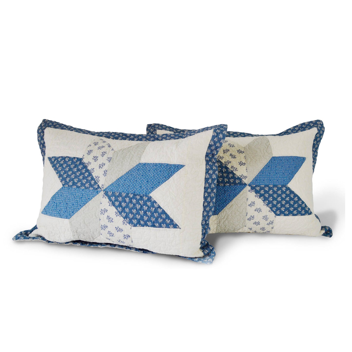 Diamond Motif Blue/Ivory Quilt Pillow Sham