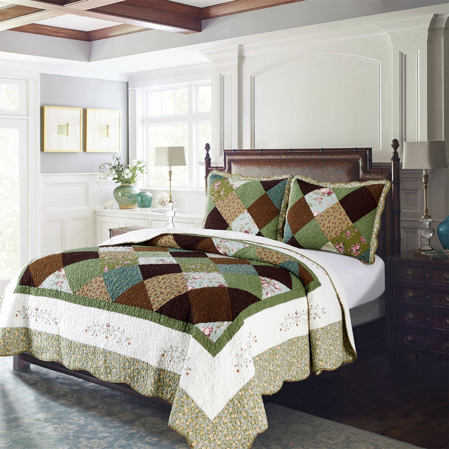 Boho Quilt with Decorative Print Patchwork