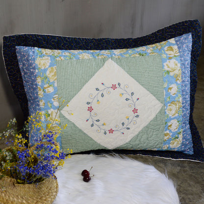 Kasentex Cotton Coastal Blue Pillow Sham, Boho Style