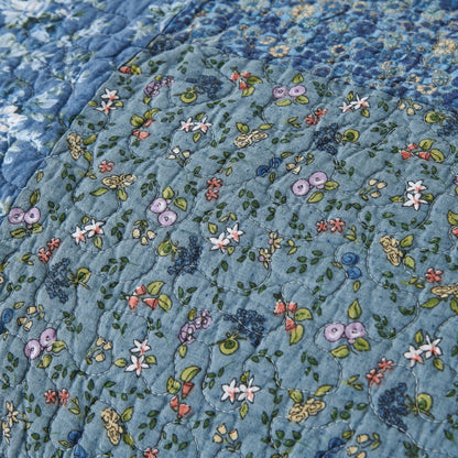 Kasentex Ultra Soft Floral Cotton Quilt with Decorative Patchwork, Boho Multicolor, Twin, Queen, King, Room Decor, Graduation Gifts