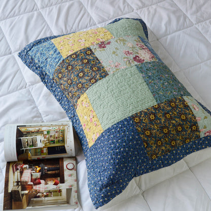 Kasentex 100% Cotton Boho Style Summer King Size Quilt Pillow Sham, Multi-Blue, Room Decor, Graduation Gifts