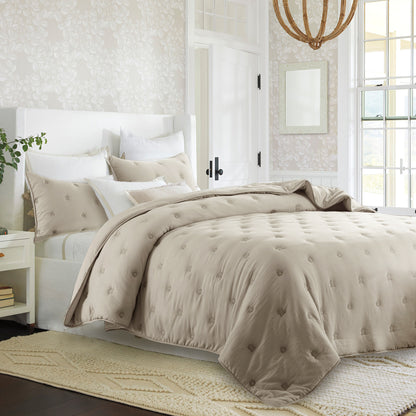 Kasentex All Season Ultra Soft Stitched Quilt Set, Blue or Camel or Grey, Room Decor, Graduation Gifts