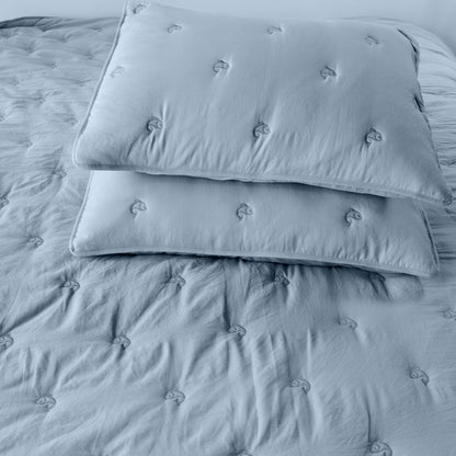 Kasentex All Season Ultra Soft Stitched Quilt Set, Blue or Camel or Grey, Room Decor, Graduation Gifts