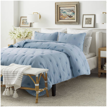 Kasentex All Season Ultra Soft Stitched Quilt Set, Blue or Camel or Grey, Room Decor, Graduation Gifts
