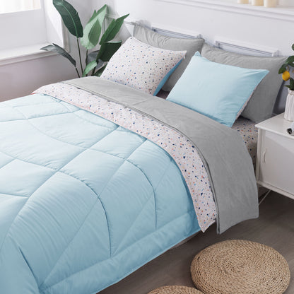 Kasentex Summer Kids Reversible 5 and 7 Piece Ultra Soft Cozy Bed Comforter Sets, Room Decor